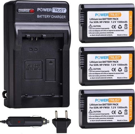 Amazon PowerTrust 3 Pack NP FW50 Battery Fast Charger For Sony