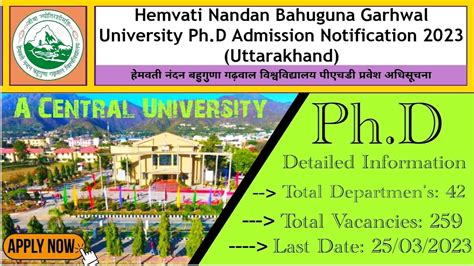 Phd Admission Notification Hemvati Nandan Bahuguna Garhwal University