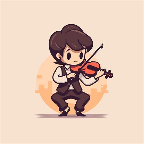 Un garçon mignon jouant du violon Vector dessin animé plat dessin d