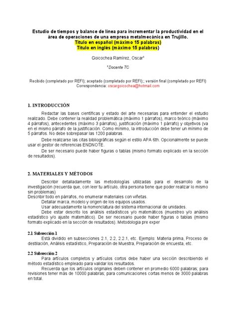 Estructura Del Articulo Cientifico Pdf Estadísticas Taxonomía