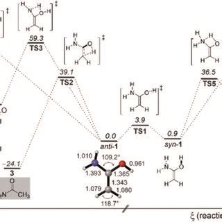 Potential Energy Profile H In Kcal Mol Of The Reactions Of Enol