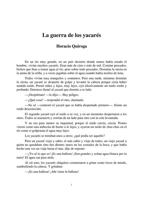 Guerra Ejercicio De Lectura La Guerra De Los Yacar S Horacio