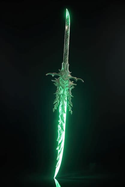 Premium Photo A Green Sword With A Long Blade That Has A Green Light