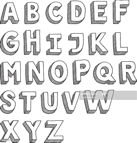 Hand Drawn Vector Drawing Of An Sans Serif Alphabet Capital Letters