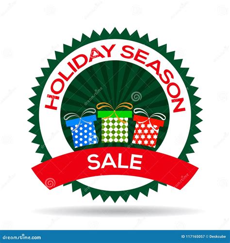 Holiday Season Sale Seal On White Background Vector Illustration Stock