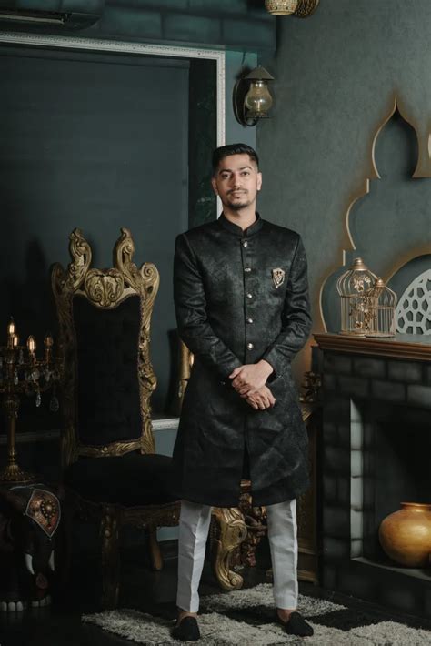 Men Black Velvet Sherwani At Rs Piece Traditional Sherwani In