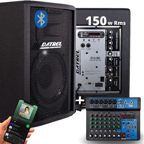 Caixa De Som Potente - Kit Caixa de som Ativa amplificada potente profissional 8-150w + Mesa ...