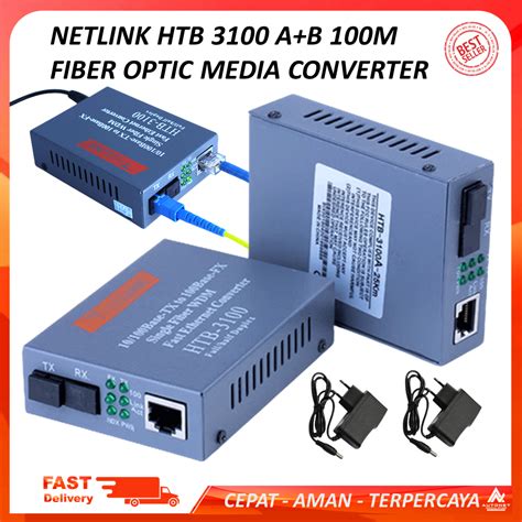 Jual Htb3100 A B Fiber Optical Media Converter Netlink 10 100mbps Rj45