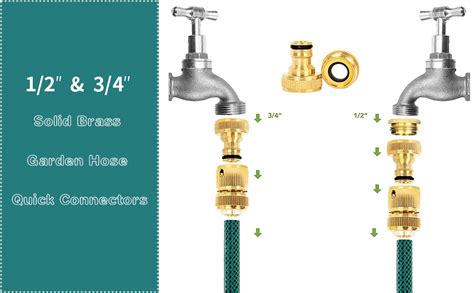 Kazaigou 6 Pack Brass Garden Hose Quick Connector Garden Hose Tap