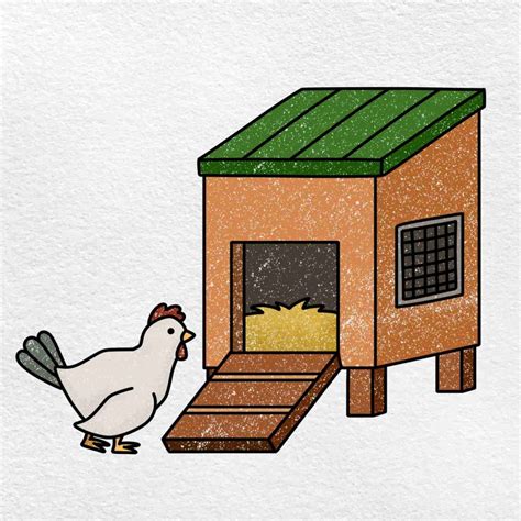 How To Draw A Chicken Coop Helloartsy