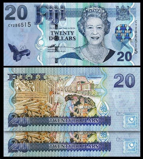 Fiji Dollars Unc Pcs Consecutive Pair P A Queen