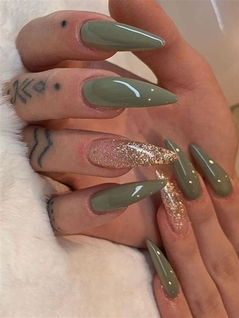 Most Beautiful Fall Nail Designs 2019 So Cute Olive Green Stiletto