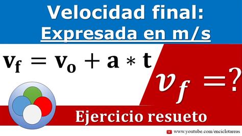 Velocidad Final Dada La Velocidad Inicial El Tiempo Y La Aceleración