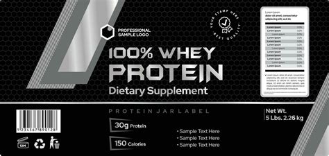 Whey Powder Protein Label Design Dietary Supplement Label Bottle Label Package Template