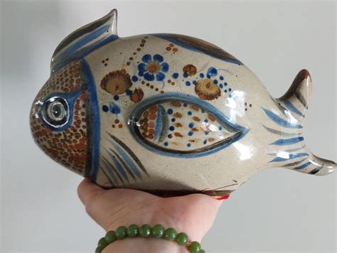 Vintage Ceramic Fish Mexican Pottery Tonala Handmade Hand Etsy Canada