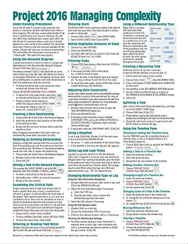 Microsoft Project 2016 Quick Reference Guide Managing Complexity