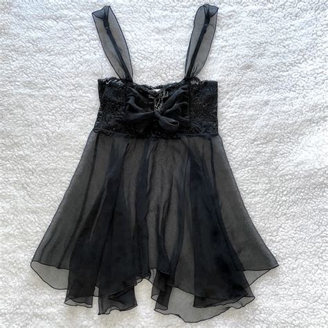 Victoria S Secret Intimates Sleepwear Victorias Secret Vintage Lingerie Nightie Black Bow