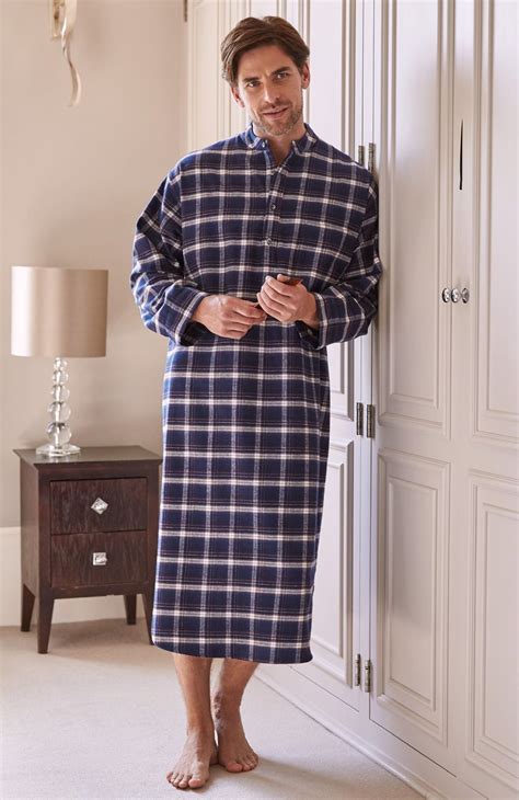 Mens Brushed Cotton Grandad Nightshirt Derwent Plaid Mens