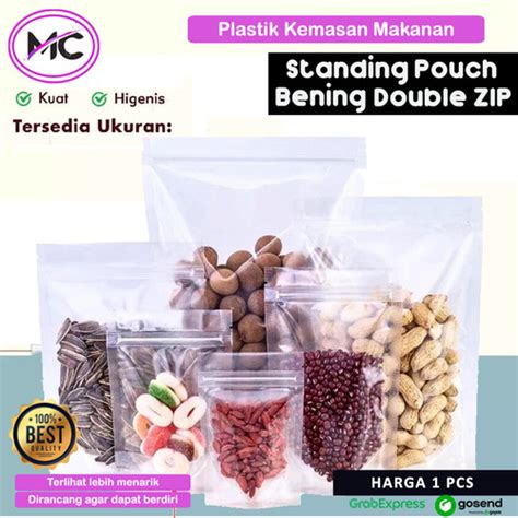 Jual Standing Pouch Klip Plastik Kemasan Ziplock Makanan Berdiri Tegak