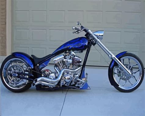 Blue Chopper Bike Diamond Paintings Diamondpaintpro