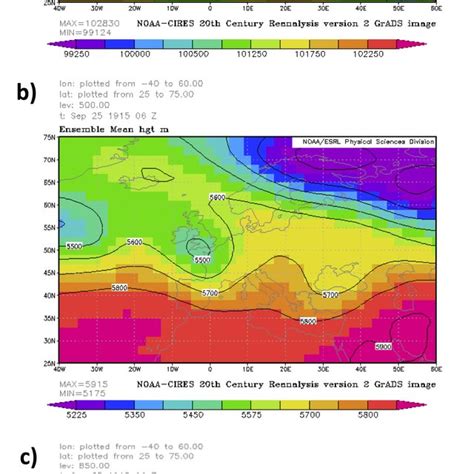 A Sea Level Pressure B 500 Hpa Geopotential And C 850 Hpa 708