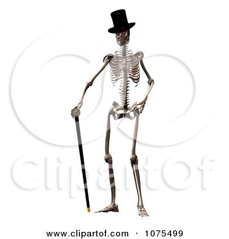 Clipart D Skeleton Wearing A Top Hat And Dancing With A Cane