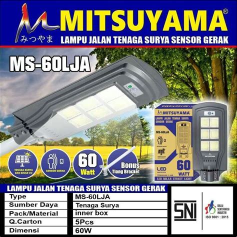 Jual Lampu Jalan Watt Surya Sensor Gerak Mitsuyama Ms Lja Pju