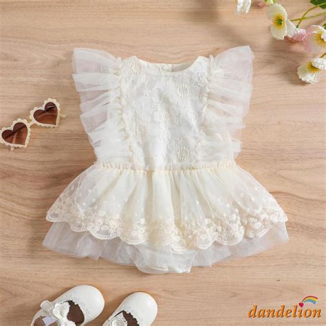 Dandelion Meses Baby Girl Romper Manga De Mosca Malha De Pesco O