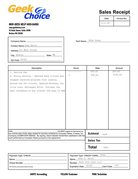 Computer Sales Receipt | Templates at allbusinesstemplates.com