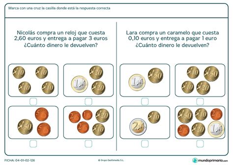 Fichas Para Imprimir Para NiÑos De Primaria Actividades De Dinero Fichas Fichas De Matematicas