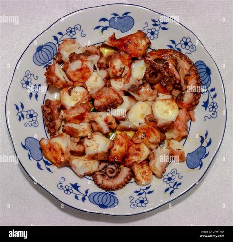 Octopus Galician Style Pulpo A La Gallega Spanish Tapas Dish Stock