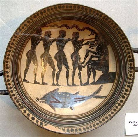 Odysseus And His Men Blinding Polyphemus Laconian Black Figure Cup