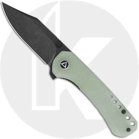 QSP Kestrel QS145 B2 Knife Blackwash 14C28N Clip Point Jade G10