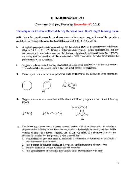 Chem 4010 Assignment 3 1 CHEM 4010 Problem Set 3 Due Time 1 30 Pm