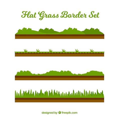 Free Vector Flat Collection Of Four Decorative Grass Borders