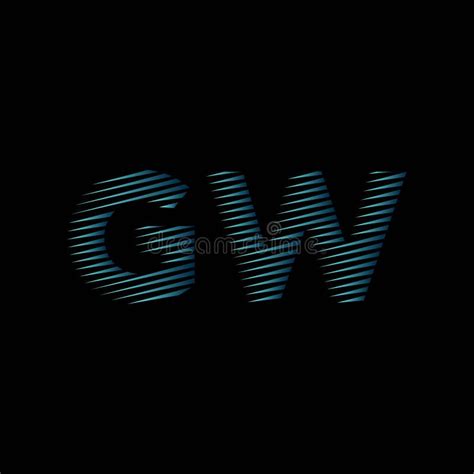 Gw Monogramm Linien Stil Blaue Licht Vektor Vektor Abbildung