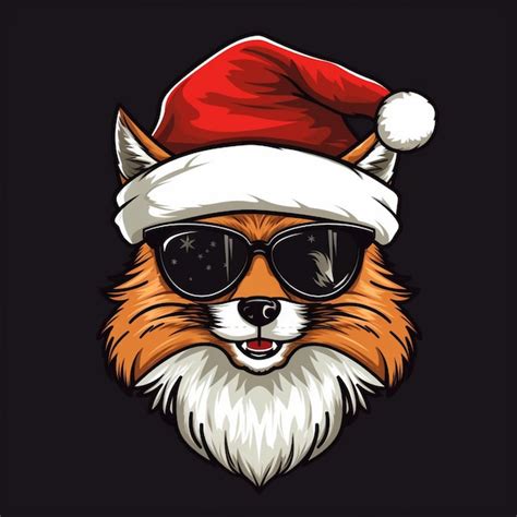 Premium Ai Image Fox Wearing Sunglasses Wearing A Christmas Hat