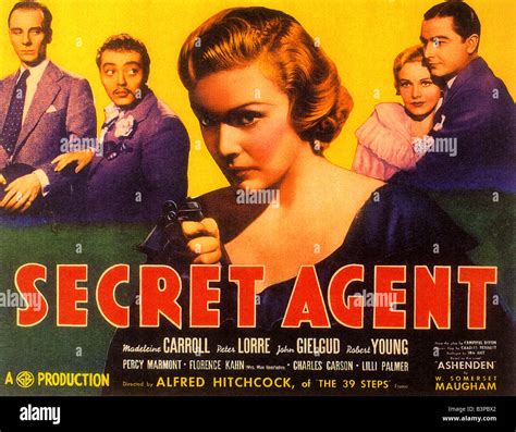 SECRET AGENT Poster for 1936 Hitchcock film Stock Photo - Alamy