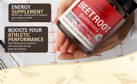 Herbamama Beet Root Gummies 12000 Mg Red Beets With Black