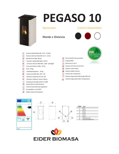 Estufa De Pellets PEGASO 10 KW Eider Biomasa Megadescuento Es