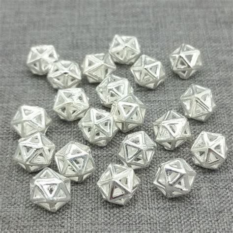 Pcs Of Sterling Silver Shiny Polygon Faceted Beads For Bracelet