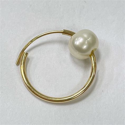 14k Gold And Pearl Huggie Hoop Earrings