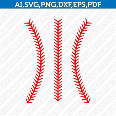 Baseball Stitches Laces Svg Silhouette Cameo Cricut Cut File Vector