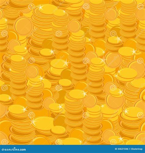 Texture With Golden Coins Seamless Pattern Stock Vector Illustration