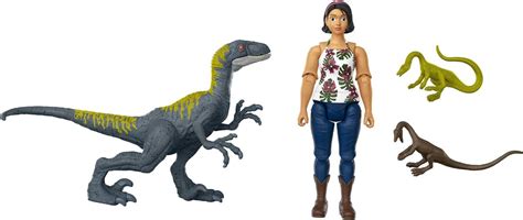 Mattel Jurassic World Toys Camp Cretaceous Sammy Velociraptor And 2 Compys Human And Dino Pack