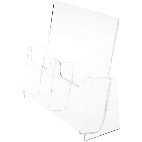 Plymor Clear Acrylic 2 Pocket Tri Fold Brochure Literature Holder