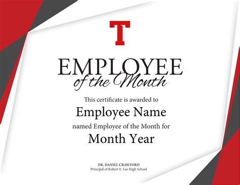 Tyler Lee Employee Of The Month Certificate Catesdesign