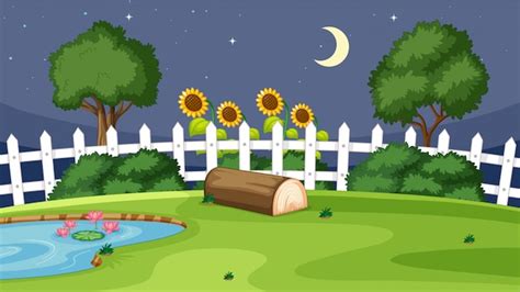 Free Vector | Garden scene at night