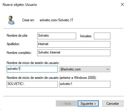 Cómo crear usuarios y grupos dominio active directory en Windows Server