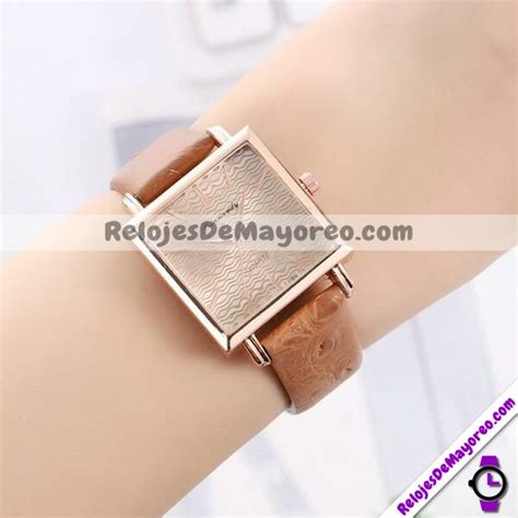 Reloj Sin N Meros Beige Extensible Piel Sint Tica Cuadrada A La Moda